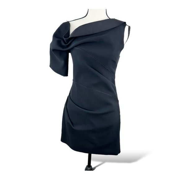 NWT Acler Juniper One-shoulder Crepe Mini Formal Cocktail Dress Black Womens 4 - Picture 2 of 15